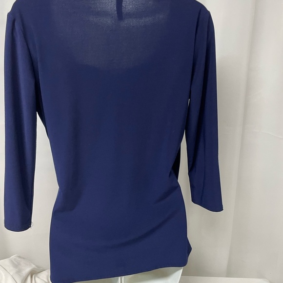 Jason Maxwell Wrap Blouse Cobalt Blue 3/4 sleeves L - Picture 4 of 9